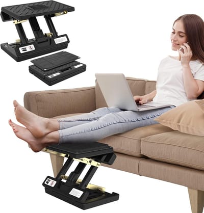 Voetsteun Bureau - Verstelbaar Onderstel - Comfortabel Zitten - Inclusief Massageroller - 39 x 31 cm - Zwart