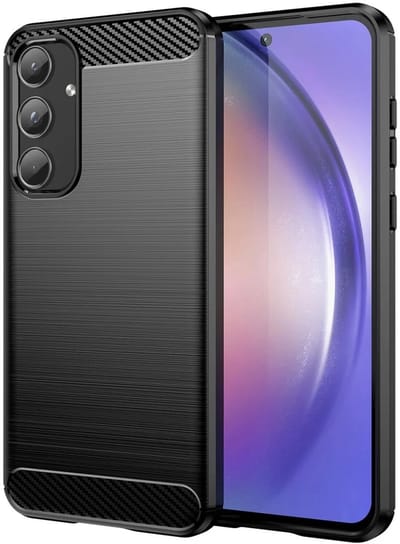 Geborsteld TPU Hoesje Geschikt voor Samsung Galaxy A55 | Beschermhoes | Back Cover | Flexibel TPU | Stijlvol Carbon | Dun | Zwart