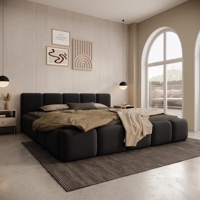 Meubella - Karisma - Tweepersoonsbed - Zwart velvet - 180x200 cm