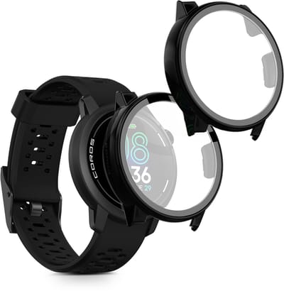 kwmobile 2x cover geschikt voor COROS PACE Pro - Fitnesstracker cover van gehard glas en kunststof frame set zwart