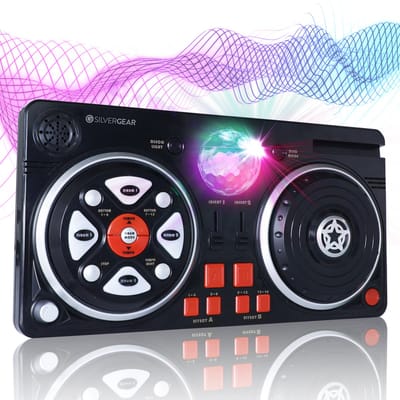 Silvergear DJ Set Kinderen met Discobal - 46 Geluidseffecten - Draaitafel - Mengpaneel Mixer - Muziekinstrumenten - DJ Controller - Interactief en Educatief Speelgoed - Cadeau voor Jongens en Meisjes - 6, 7, 8, 9, 10, 11, 12, 13, 14, 15+ Jaar - Zwart