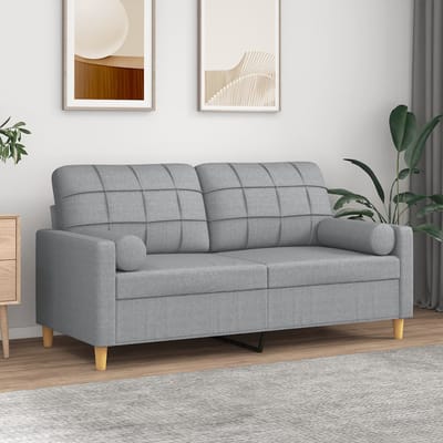 vidaXL - Tweezitsbank - met - sierkussens - 140 - cm - stof - lichtgrijs