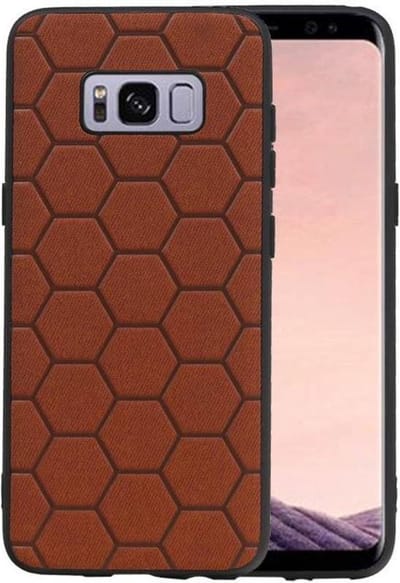 Hexagon Hard Case - Telefoonhoesje - Backcover Hoesje - achterkant hoesje - Geschikt voor Samsung Galaxy S8 - Bruin