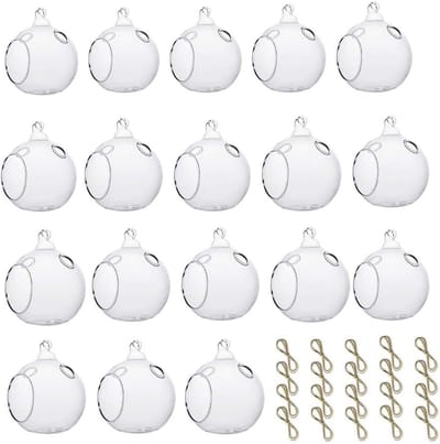 Glazen Waxinelichthouders - Decoratie bollen - Feestelijke sfeer - Met touw - 18 stuks - Helder