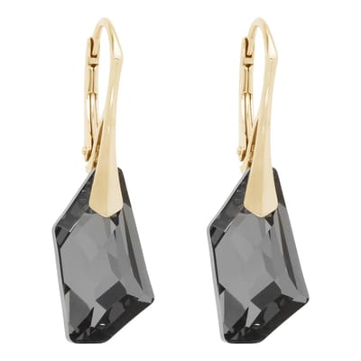 DBD - Goud Vergulde Zilveren Oorbellen - Swarovski Kristal Elements - Grafiet - 24MM - Anti Allergisch
