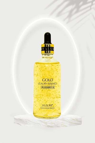 VEZE - 24k Gold Serum 100 (ml.) | Wonderbaarlijk Verhelderend | LUXURY GOLD ESSENCE | hydraterend en herstellend | Rijk gehalte aan goudextract | Voor alle Huidtypes