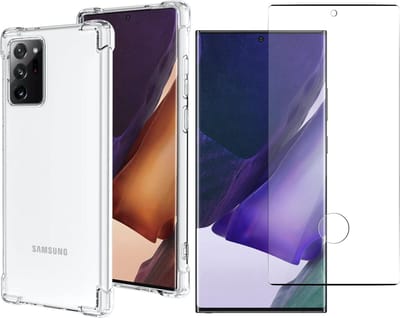Hoesje geschikt voor Samsung Galaxy Note 20 Ultra - Screen Protector GlassGuard - Back Cover Case ShockGuard Transparant & Screenprotector