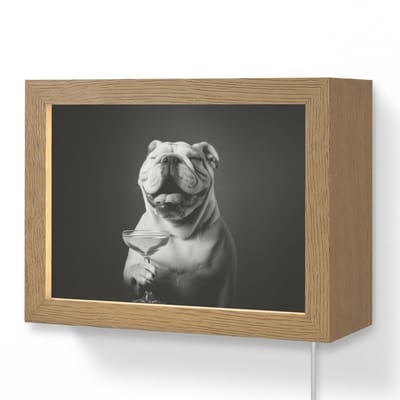 Wandlamp 20x15 cm - Oplaadbaar - Buldog - Hond - Glas - Wandlampen binnen woonkamer - Slaapkamer lamp met kabel - Decoratieve nachtlamp - Vloerlamp snoer
