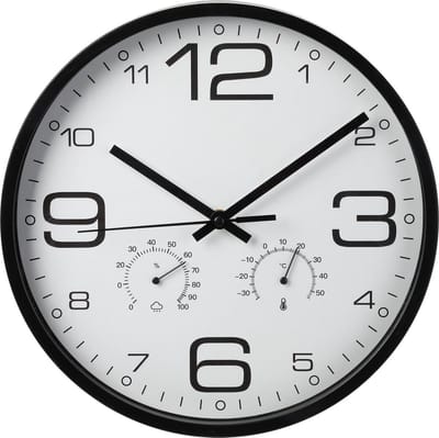 Klok - Wandklok met weerstation - zwart
