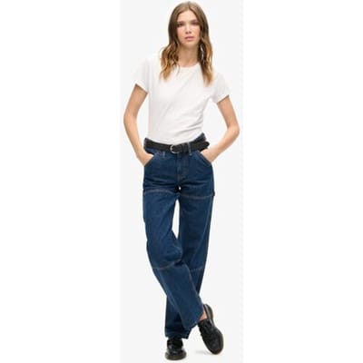 Superdry - Denim timmermansbroek van biokatoen met middelhoge taille - Dames - Jeans