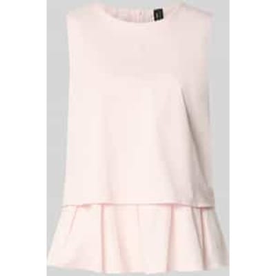Blouses T-shirt met volantrand en ronde halsuitsnijding