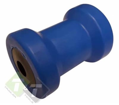 Kielrol blauw, 126mm x 92mm, asgat van 21mm Kielrol, Kimrol, Bootrol, Steunrol, Begeleiding rol,