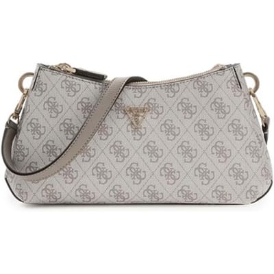 GUESS schoudertas Noelle II Tri Compartment Shoulder Crossbody Bag Dark Taupe Logo crème