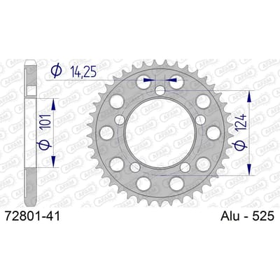 Aluminium tandwiel achter Afam 525 41 dents