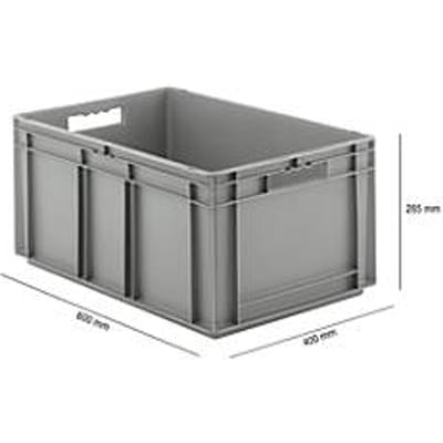 Stapelbak Eurobox serie EF 6280 - PP - L 600 x B 400 x H 285 mm - 56,6 l - gesloten wanden - open handgreep - grijs