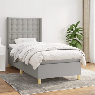 vidaXL - Boxspring - met - matras - stof - lichtgrijs - 80x200 - cm