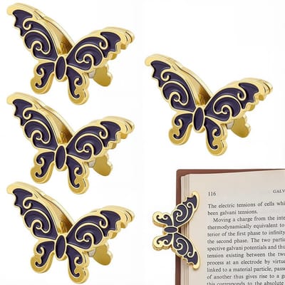 Golden crown - Vintage Boekclip - Gouden Vlinders - Retro Klemmen voor Notitieboeken - Decoratieve Bladwijzers - Voor Thuis en Kantoor - 4 Stuks