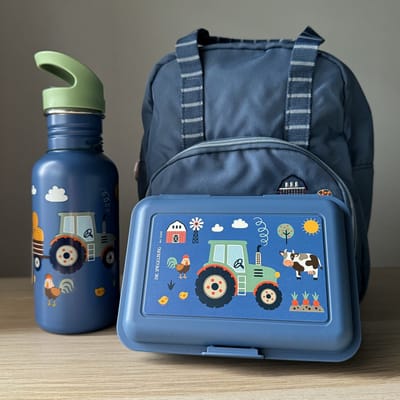 HEEL KLEIN Tractor Boerderij kinder peuter rugzakje, lunchboxje en grote RVS drinkfles - Die Spiegelburg