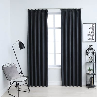 vidaXL - Gordijnen - verduisterend - met - haken - 2 - st - 140x175 - cm - antraciet