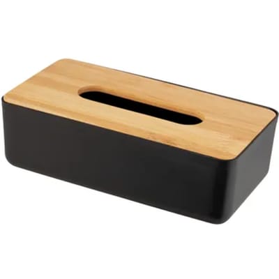 Wenko Badkameropberger Rotello - Tissuebox - Zwart - 24x7,5x12,7cm