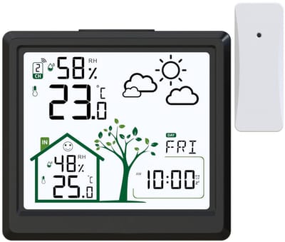Draadloos weerstation met buitensensor voor temperatuur en luchtvochtigheid