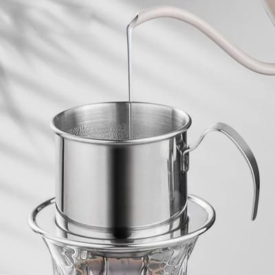 Koffie Handbrouwpot Vietnamese Pot Roestvrij Staal Koffie Druppelfilter Kop Filter Zeef Waterafscheider Koffiezettool gray