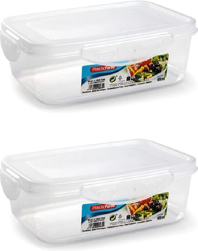 Plasticforte Vershoudbakje - 4x stuks - voor vriezer en magnetron - 800 ml - kunststof
