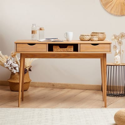 Bureau STEFANO met 2 lades van massief hout – eikenkleuren