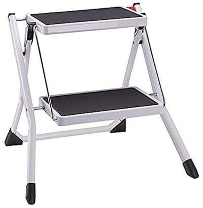 Vouwtrapladder 2 Treden - Huishoudladder met Antislip en Opklapbaar Ontwerp (49 x 49 x 45 cm, tot 150 kg)