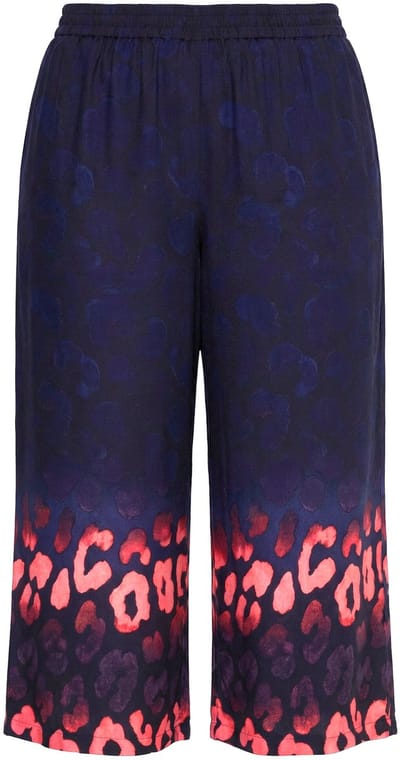 Angel of Style - Dames - Culotte wijde pijpen broek luipaardmotief - Donkerblauw - Maat 58