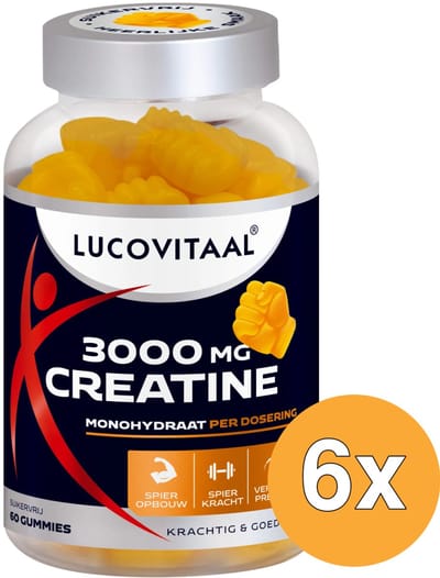 6x Lucovitaal Creatine 3000mg Gummies Vegan (60 gummies)