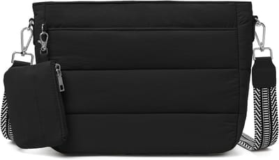 Dames Schoudertas, Puffer Crossbody Bag, Lichtgewicht Handtas met Muntzak, 2 Verstelbare Schouderbanden voor Werk, Reizen en Dagelijks Gebruik