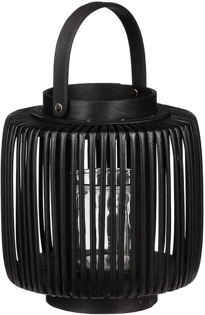 Branded by -RE001- Windlicht Hazel zwart - hout - polyester - glas - gerecycled