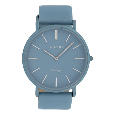 OOZOO Timepieces - Licht blauwe horloge met licht blauwe leren band - C9878