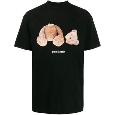 Palm Angels Beer Korte Mouw T-shirt Zwart/Bruin Heren Tops PMAA001R21JER0011060 M beige