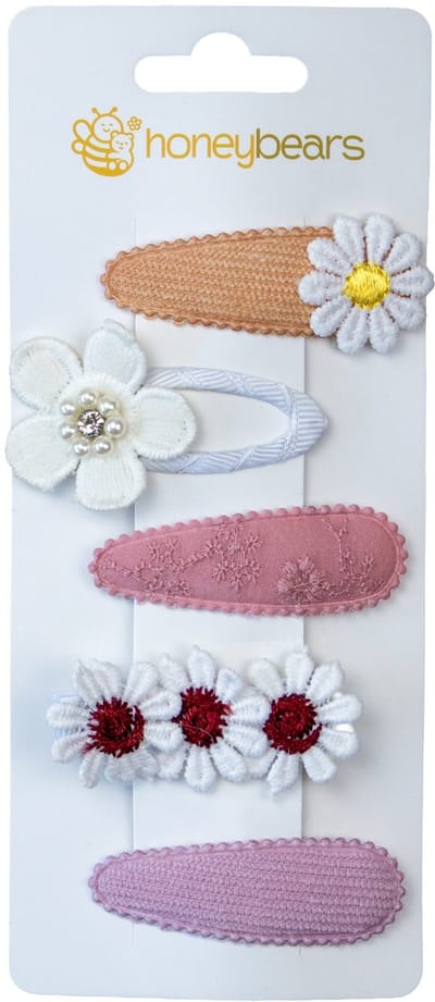 Honeybears haaraccessoires kind set van 5 – Haarspeldjes – Kraamcadeau – Haar accessoires kind - Haar speldjes kinderen – Baby knipjes