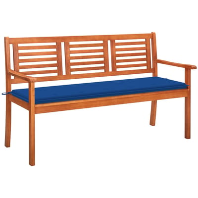 vidaXL - Tuinbank - 3-zits - met - kussen - 150 - cm - massief - eucalyptushout