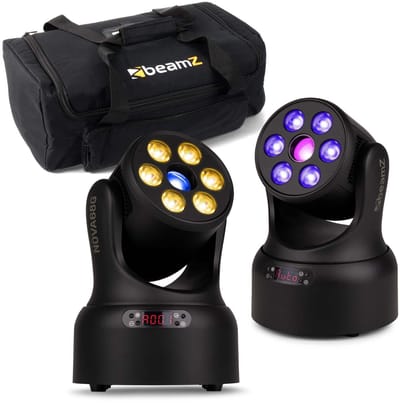 BeamZ NOVA68G-BK moving head set met tas - 2x Wash moving heads met gobo’s - RGBW LED’s - Zwart