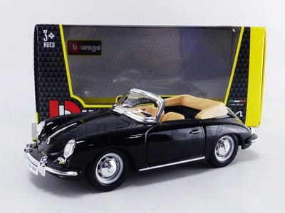 Replica Porsche 356 Cabriolet Modelauto 1961 Schaal 1:24 - Zwart
