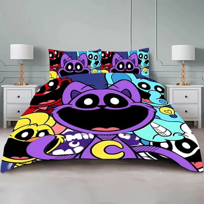 Smilings Critters Beddengoed Dekbedovertrek met Kussensloop Cartoon Figuur Dekbedhoes Slaapkamer Decoratie 2-delige Bedsets Cadeaus EU single(135x200cm)