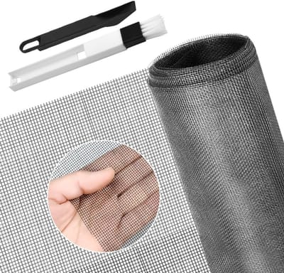 Raamhor voor Insecten 150x500cm - Glasvezel Vliegenhor, Snijbare Muggennet en Huisdierbescherming met Schoonmaakborstel voor Ramen en Deuren, Grijs