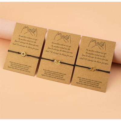 3 stuks nieuwe eenvoudige ster maan zon vorm goede vriend armbanden handgemaakte touw ketting vriendschapsarmbanden voor vrouwen meisjes sieraden cadeau