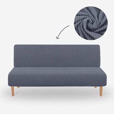 BankhoesDiscounter Knitted Armloze Bankhoes – Grijs – Slaapbank – Bankbeschermer – Sofa Cover