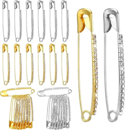 12 Stuks Veiligheidsspelden met Strass in Goud en Zilver voor Kleding, Decoratieve Broches voor Accessoires, Elegante Spelden voor Dames Hoeden en Sjaals