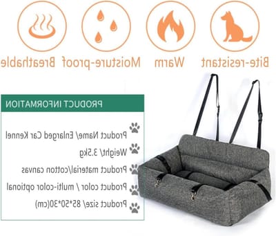 Hondenautostoel - Reismand Auto - Veilig Reizen - Versterkte Zitverhoger - 85x45x22 cm - Zwart