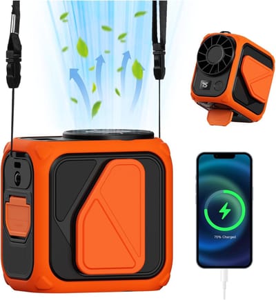 Klemriemventilator, draagbare oplaadbare USB ventilator met lamp, 6000mAh, 4 snelheden, mini tafelventilator geschikt voor thuis, kantoor, reizen, sport
