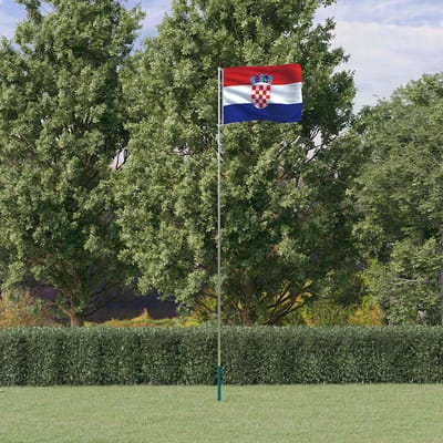 vidaXL - Vlag - met - vlaggenmast - Kroatië - 5,5 - m - aluminium