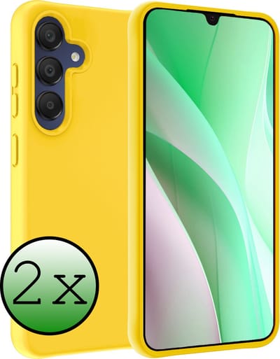 Hoesje 2 Stuks - Geschikt voor Samsung Galaxy A15 - Sterk & Shockproof - Case Siliconen - Back Cover - Telefoon Hoes - Geel