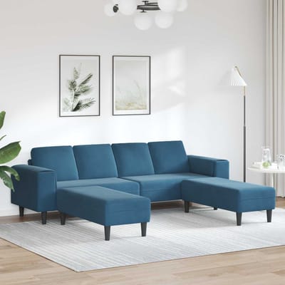 vidaXL Woonkamerbank 3 pcs Blauw 250 x 188 x 76 cm