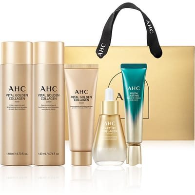 AHC Vital Golden Collagen Jeunesse Soin Total Set Soin Coréen Anti-Âge Raffermissant Hydratant Kit